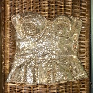 Gold Shimmer Peplum Top